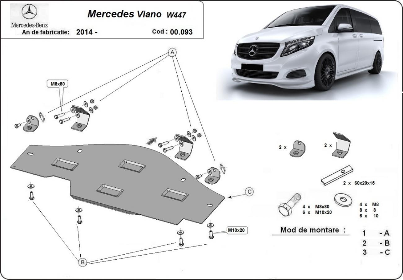 Stop&Go system skid plate Mercedes Viano W447, 4x2, 1.6 D - 2