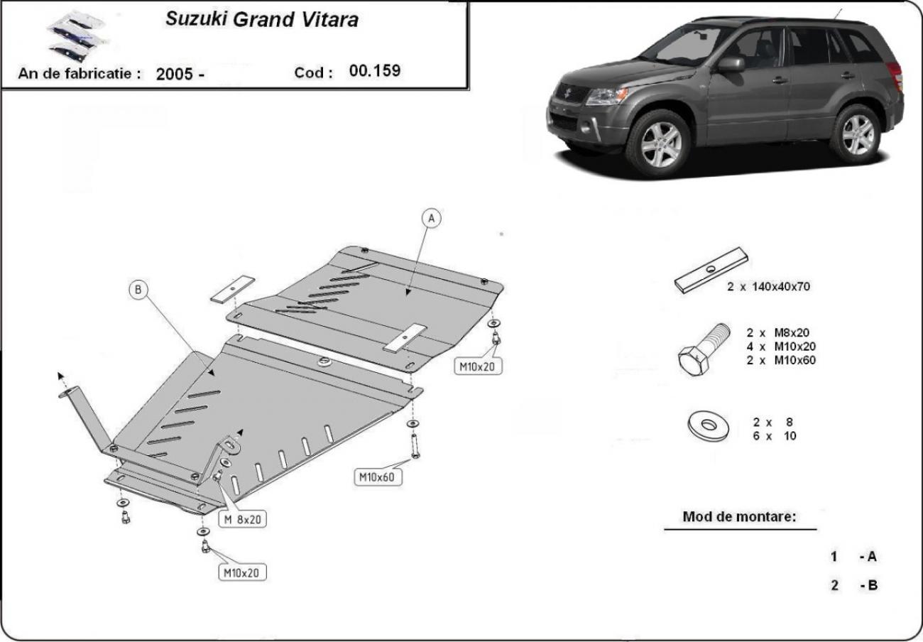Gearbox and differential skid plate for Suzuki Grand Vitara 2 - 2