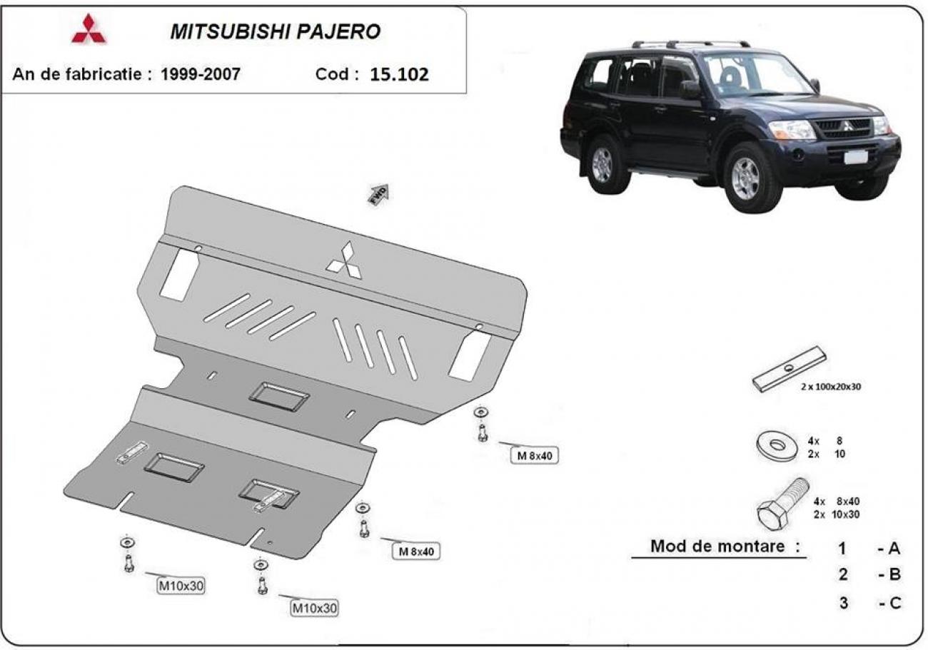Engine and cooler skid plate Mitsubishi Pajero 3 (V60, V70) - 2
