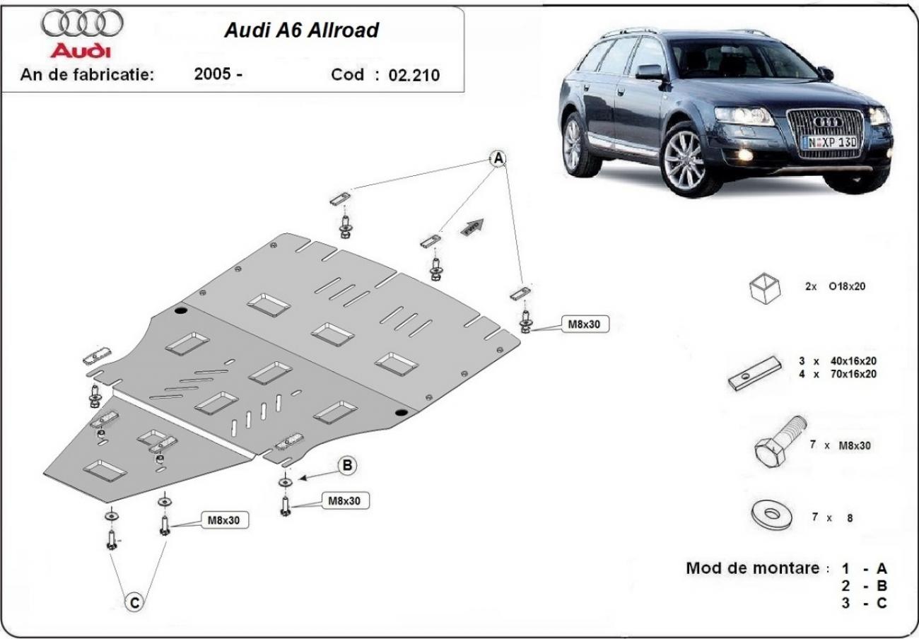 Engine skid plate Audi A6 Allroad 2 - without lateral - 2