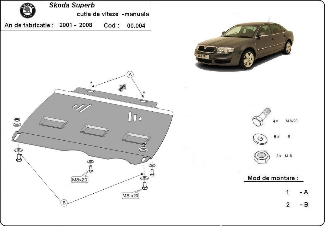 Gearbox skid plate for manual Skoda Superb - 2