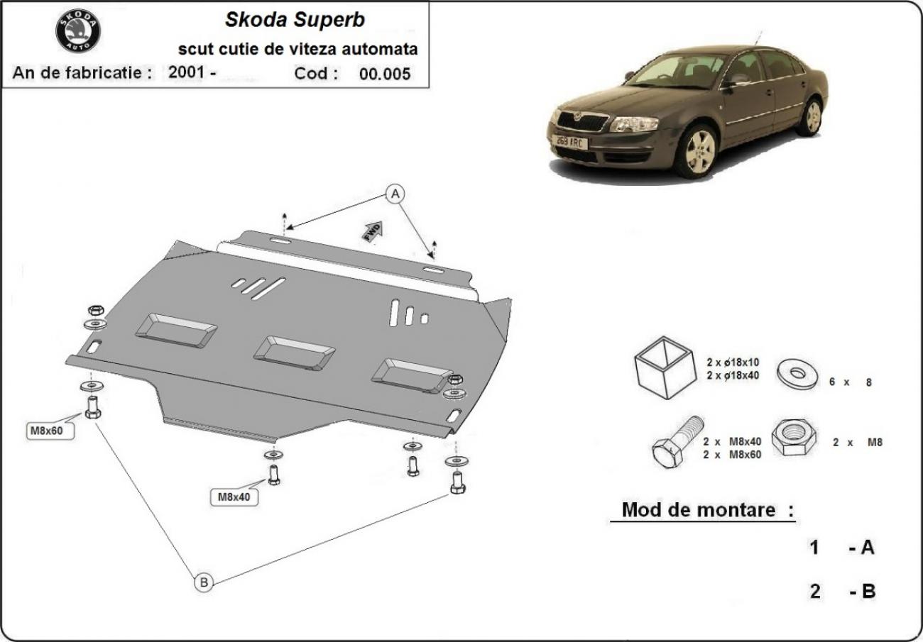 Gearbox skid plate for automatic Skoda Superb - 2