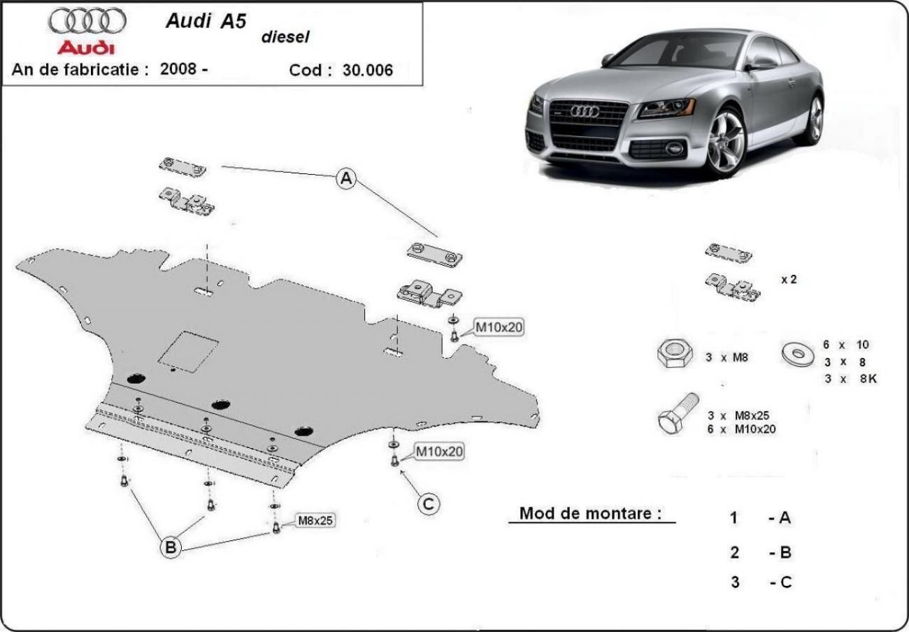 Engine skid plate Audi A5 - diesel - 2