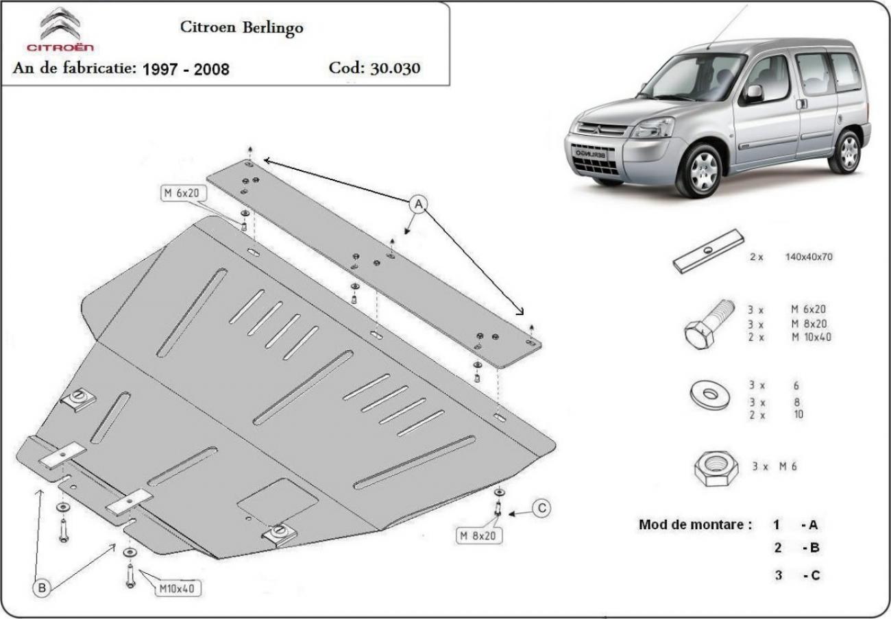 Engine skid plate Citroen Berlingo - 2