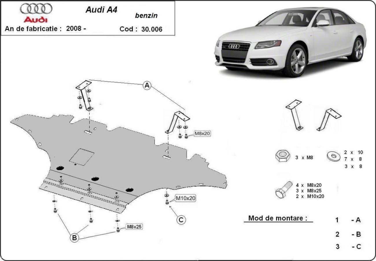 Engine skid plate Audi A4 B8 - petrol - 2