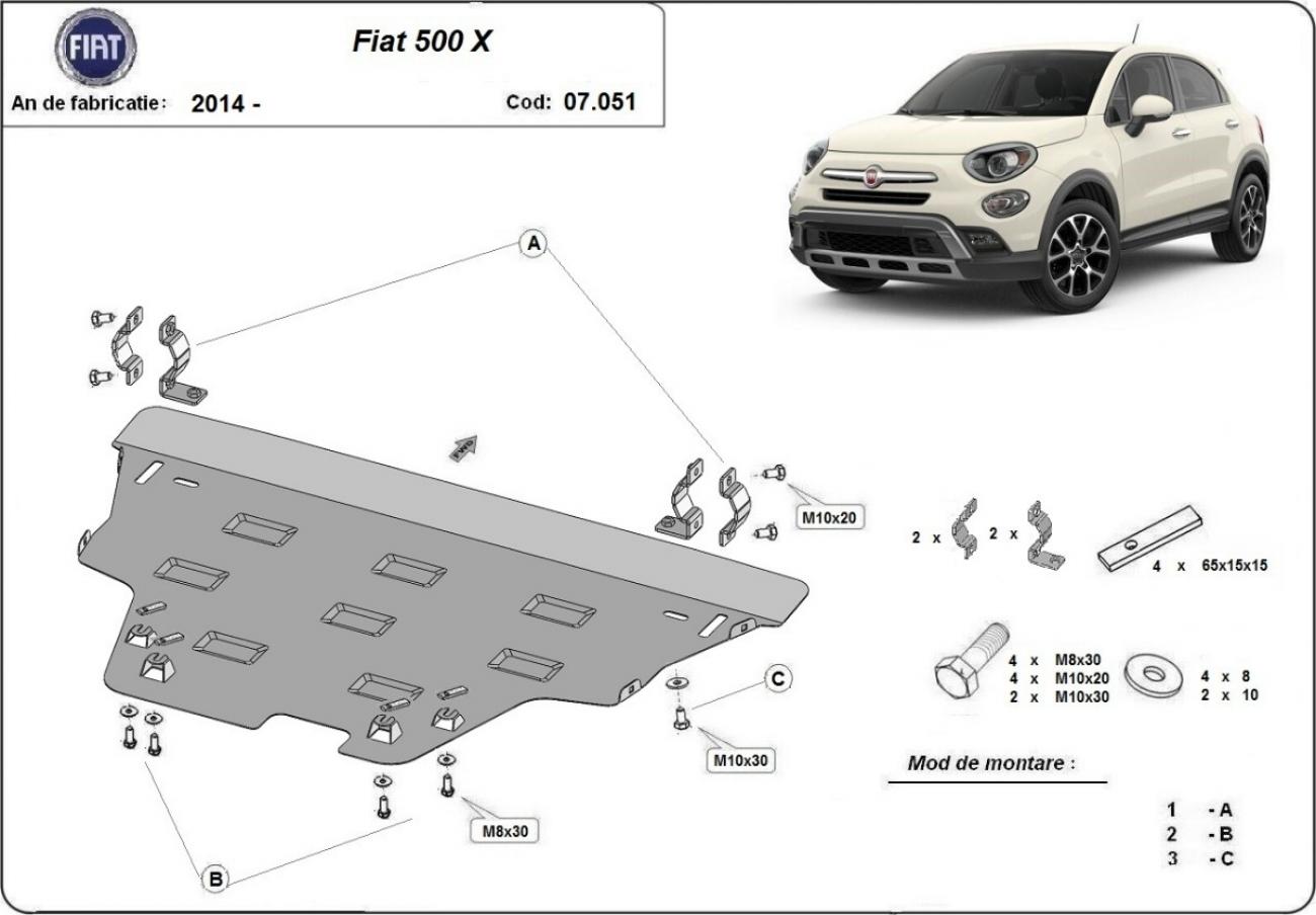 Engine skid plate Fiat 500x - 2