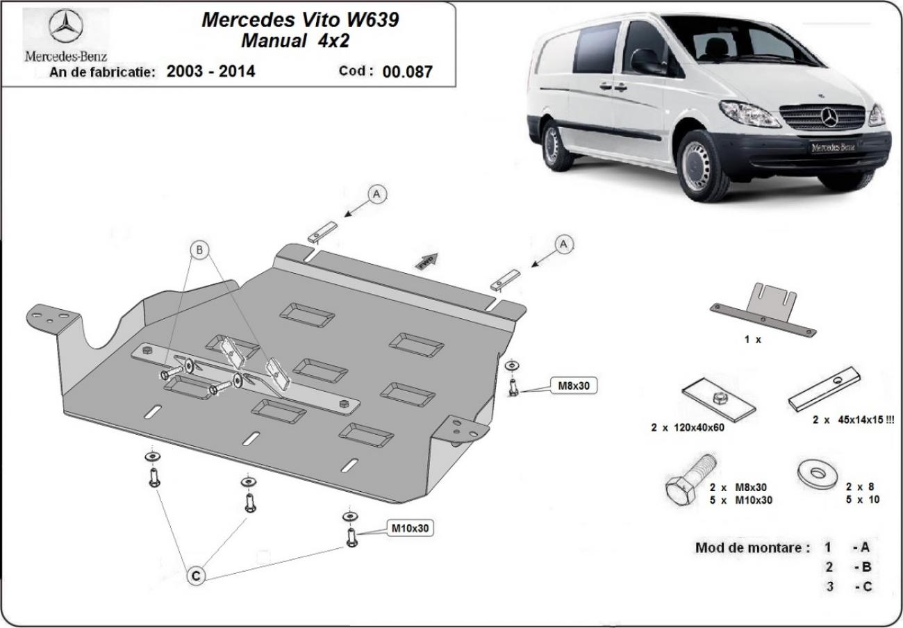 Gearbox skid plate Mercedes Vito W639 - 2.2 D 4x2 - 2