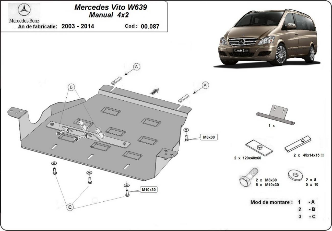 Gearbox skid plate Mercedes Viano W639 - 2.2 D 4x2 - 2