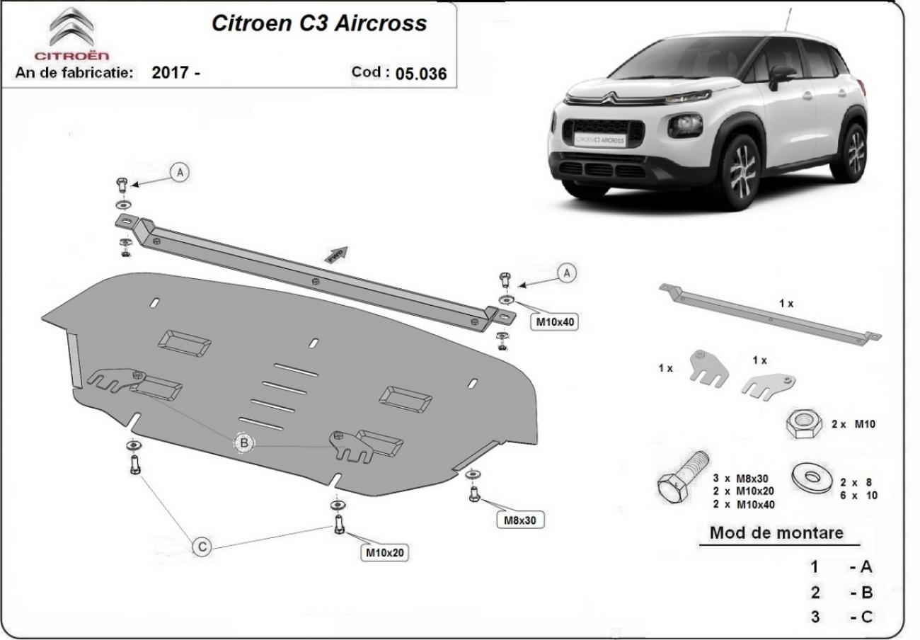 Engine skid plate Citroen C3 Aircross - 2