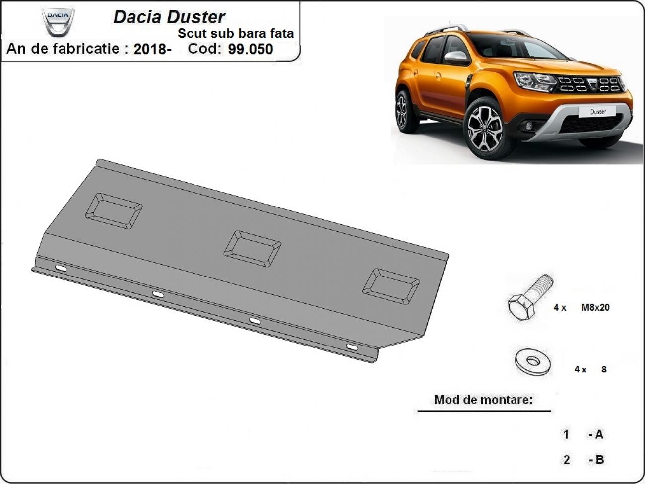 Front bumper skid plate Dacia Duster - 2