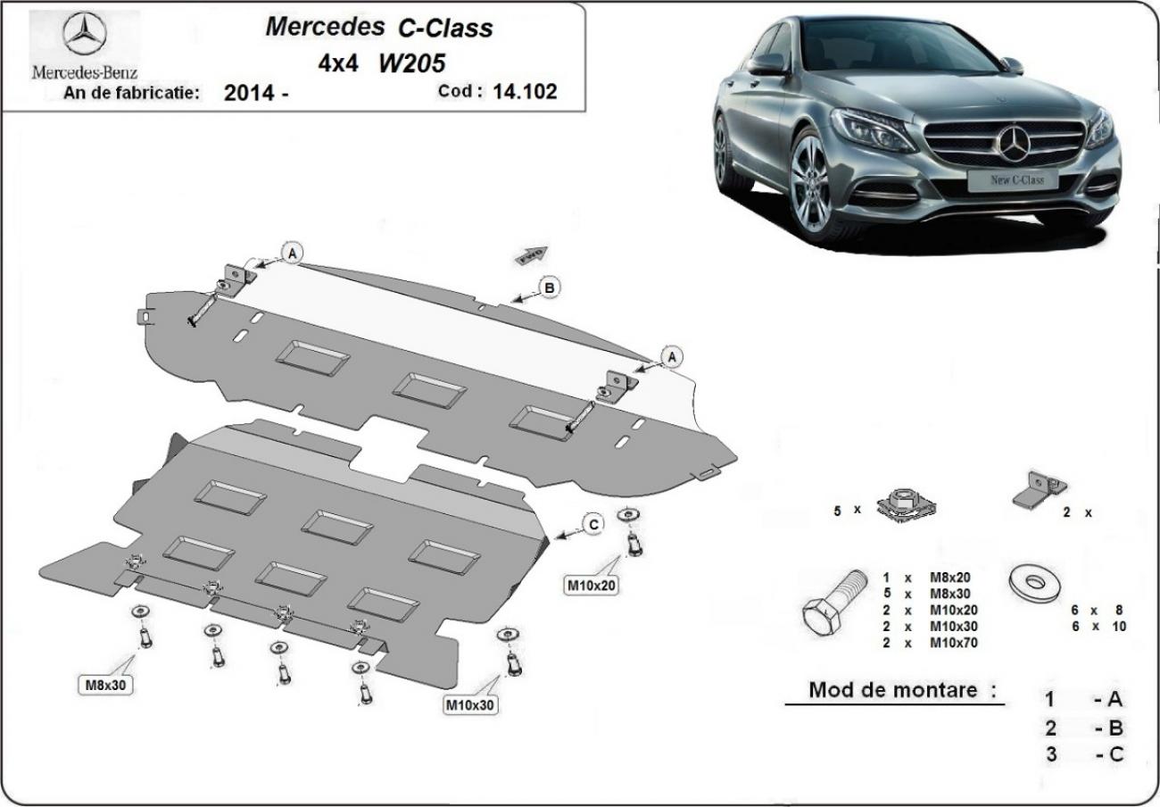 Engine skid plate Mercedes C-Class W205 4x4 - 2