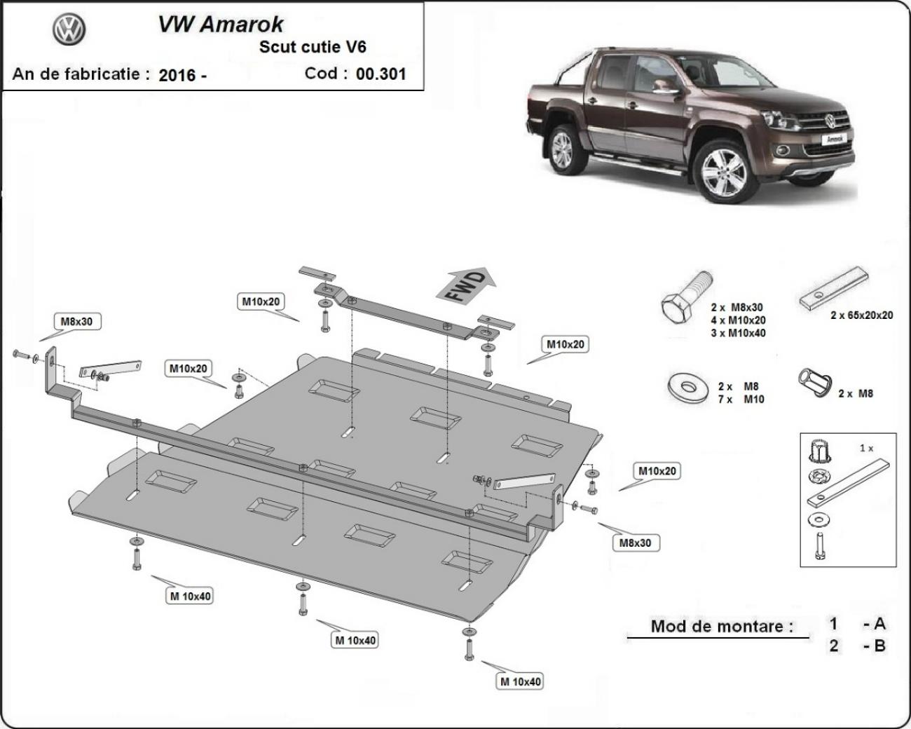 Gearbox and differential skid plate Volkswagen Amarok - V6 Automat - 2