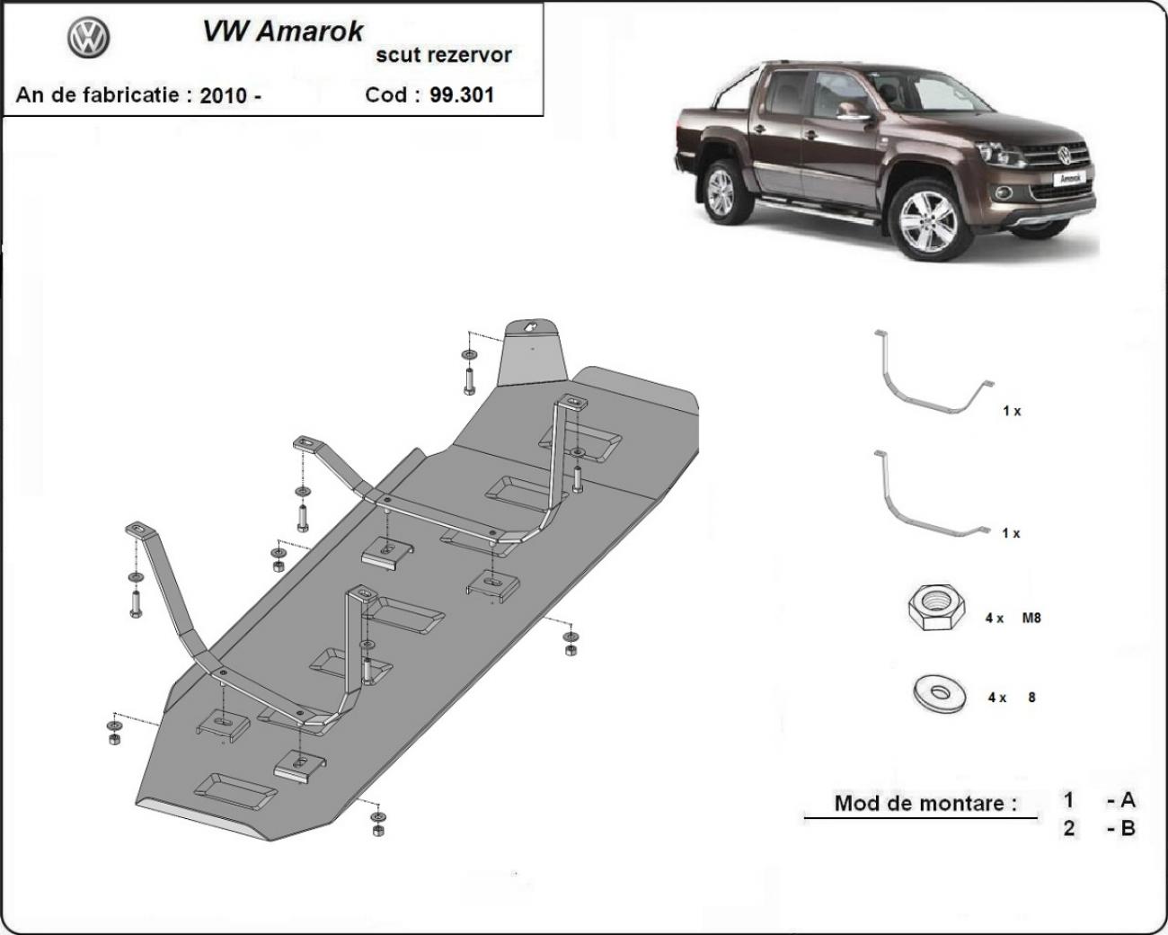Fuel tank skid plate Volkswagen Amarok - for the variant without plastic skid plate - 2