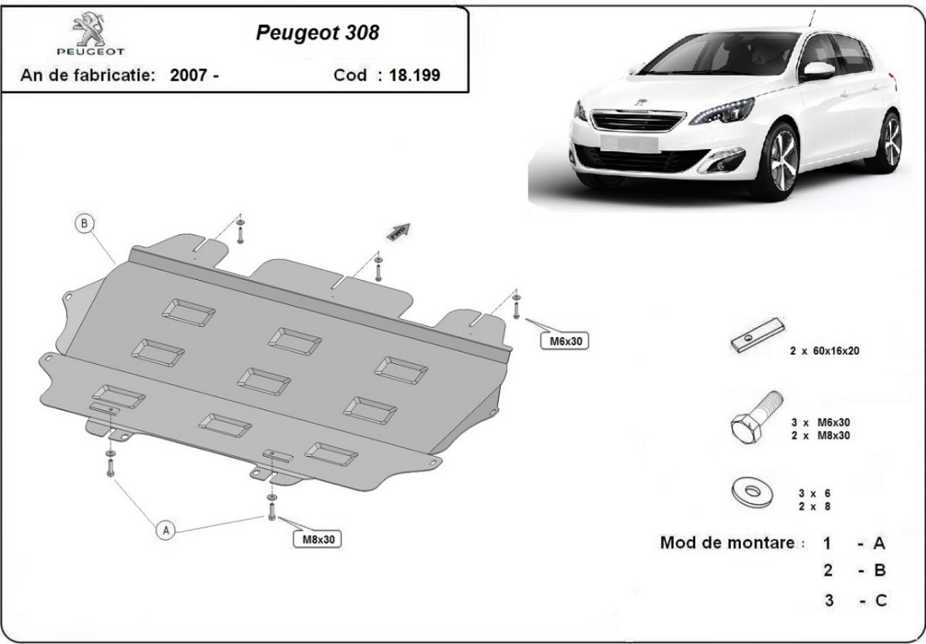 Engine skid plate Peugeot 308 - 2