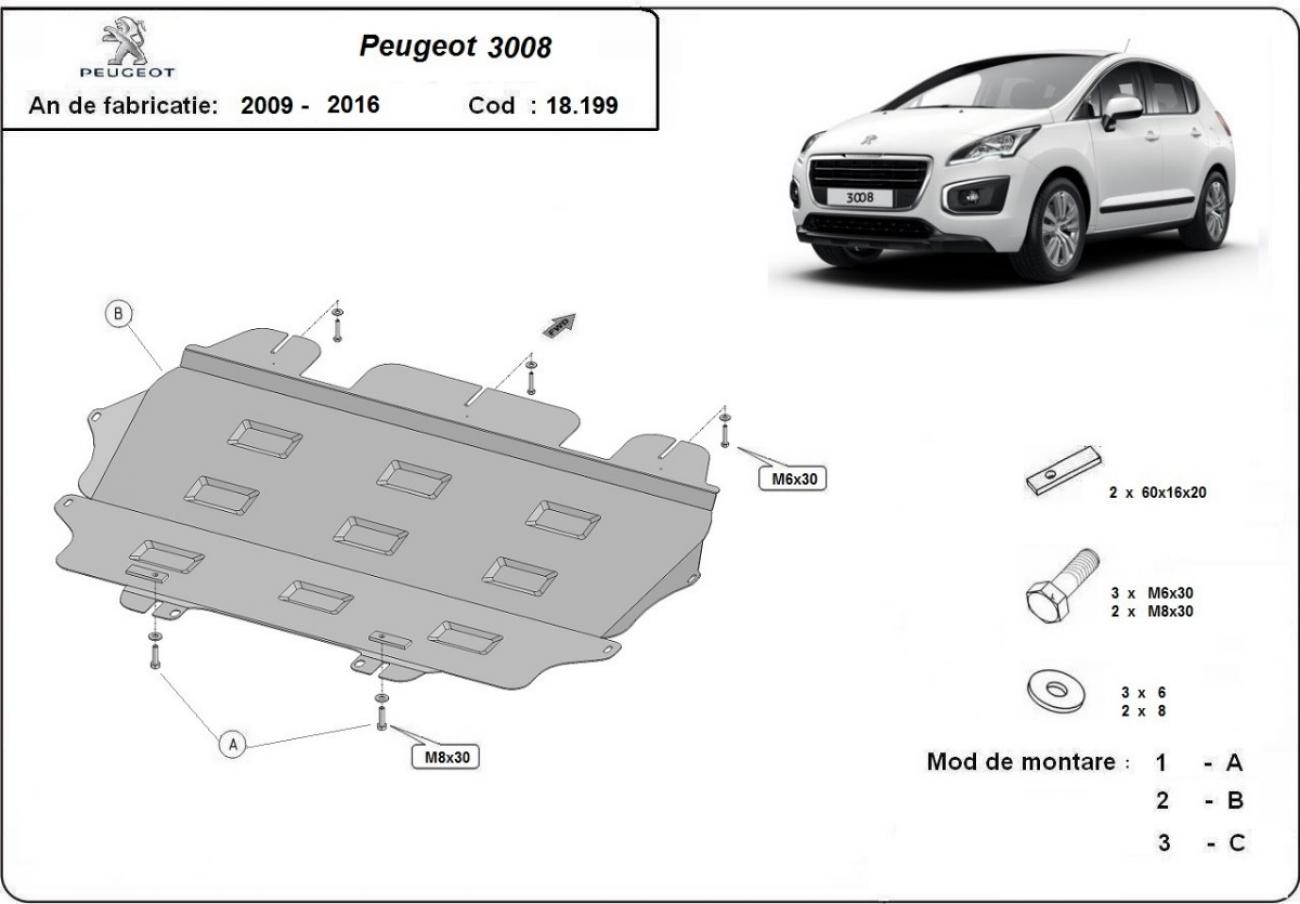 Engine and gearbox skid plate Peugeot 3008 - 2