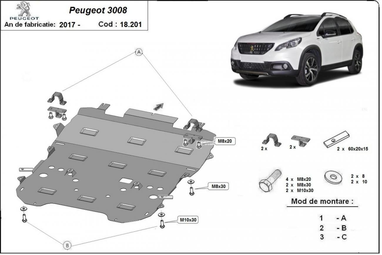 Engine and gearbox skid plate Peugeot 3008 - 2