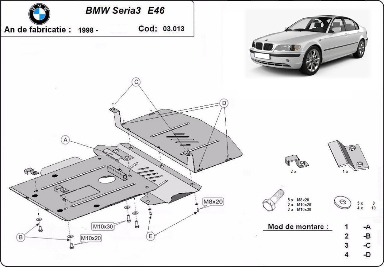 Engine skid plate BMW Seria 3 E46 - petrol - 2