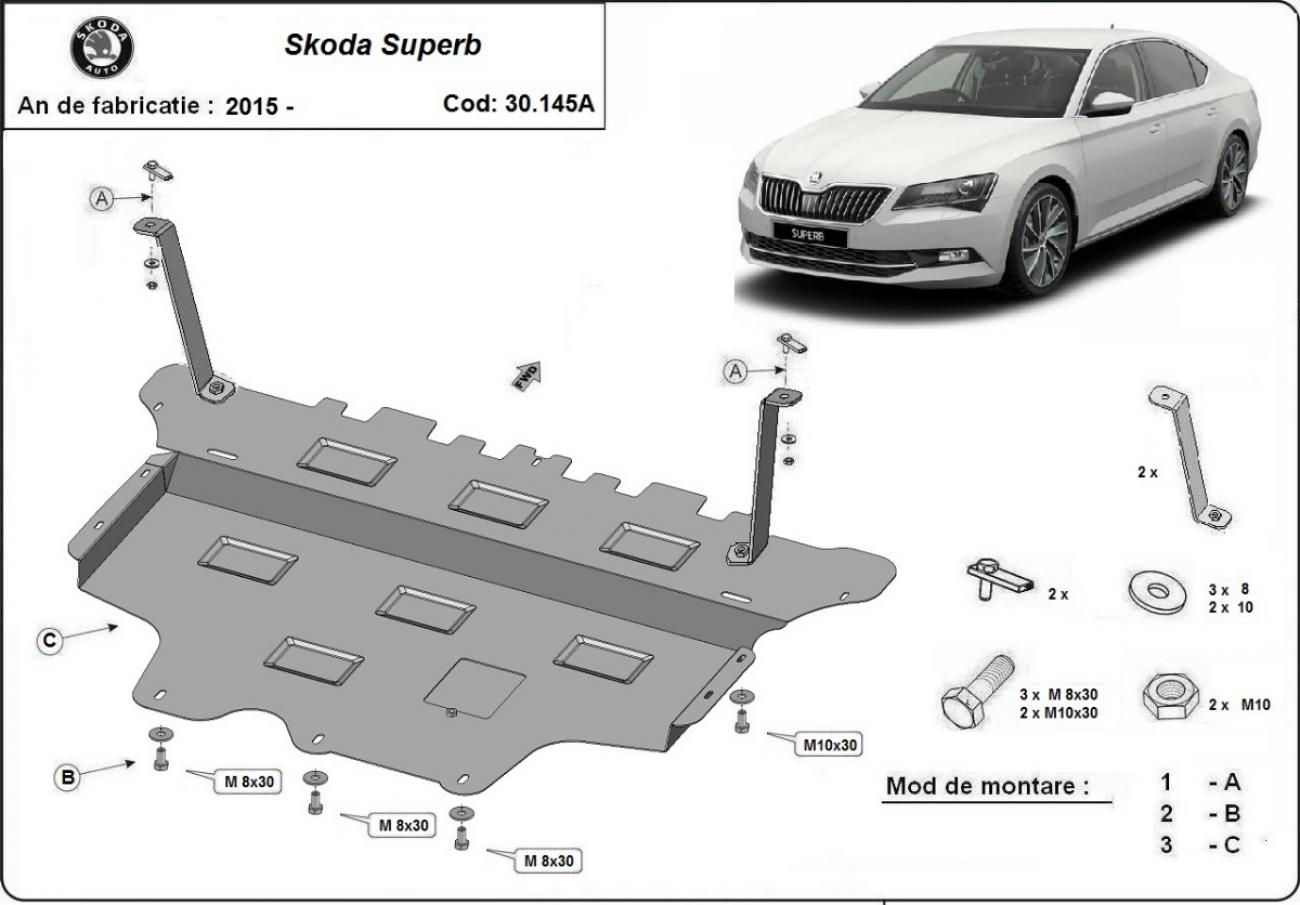 Engine skid plate Skoda Superb - automatic gearbox - 2