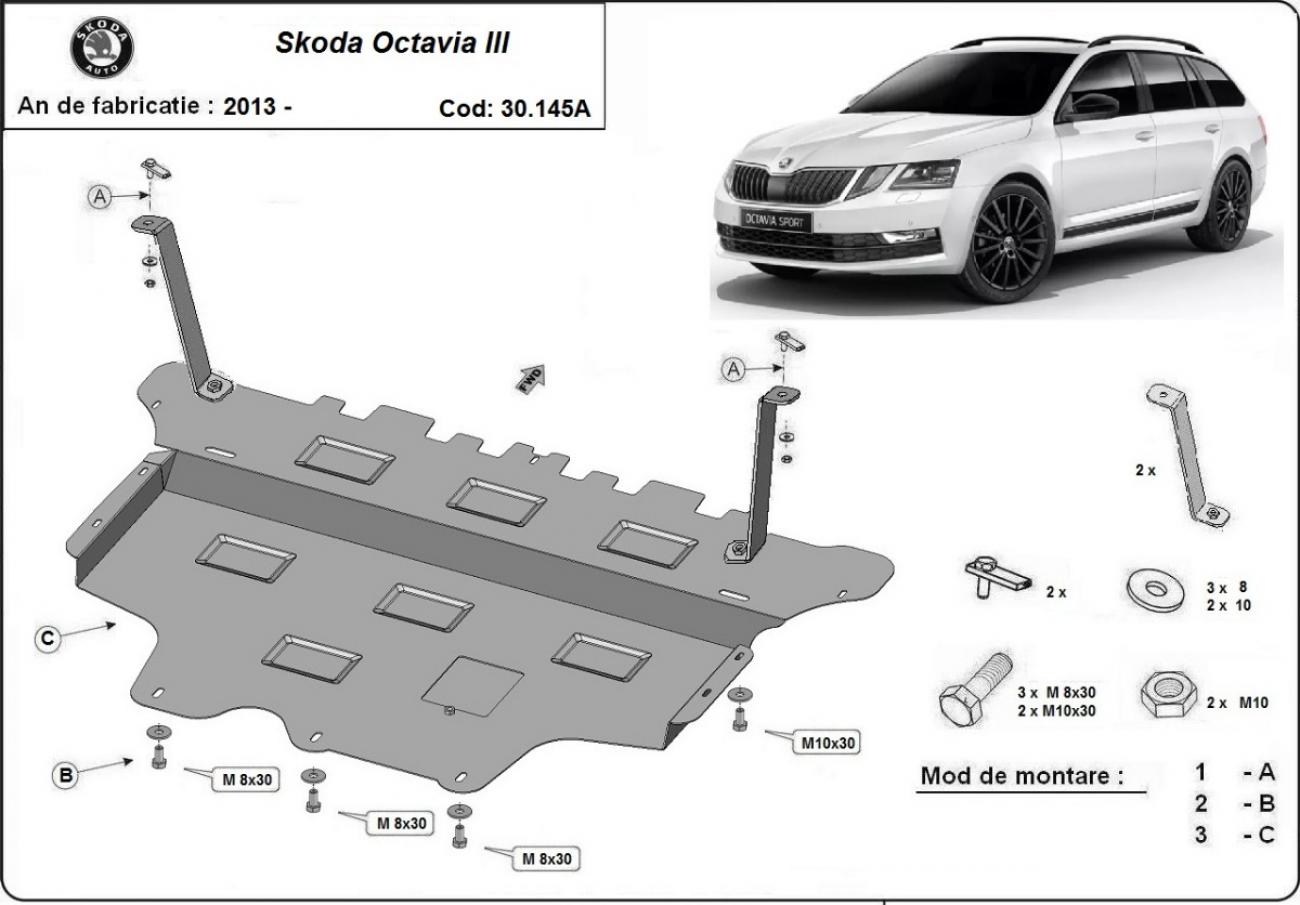 Engine and gearbox skid plate Skoda Octavia 3 - automatic gearbox - 2