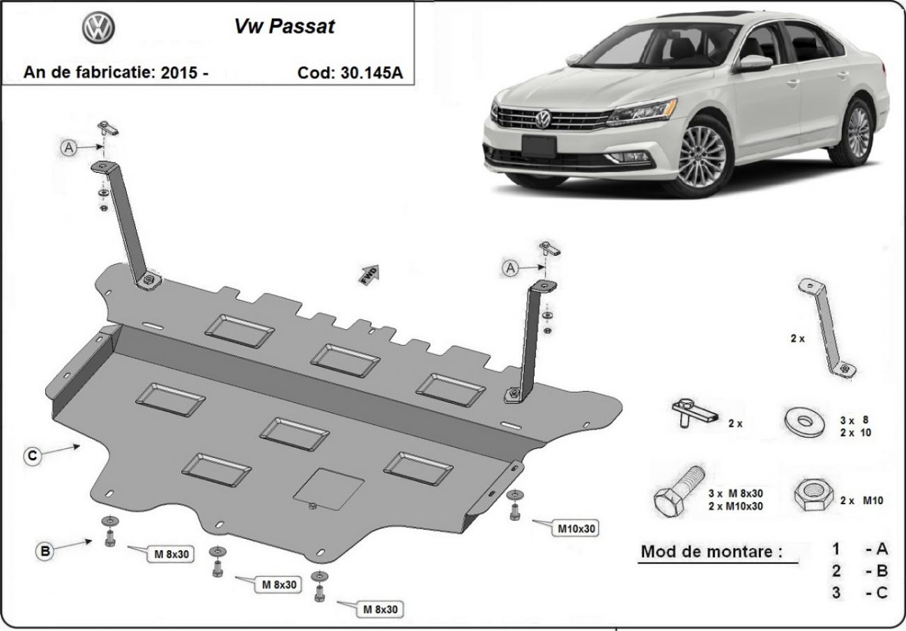 Engine skid plate Volkswagen Passat B8 - automatic gearbox - 2