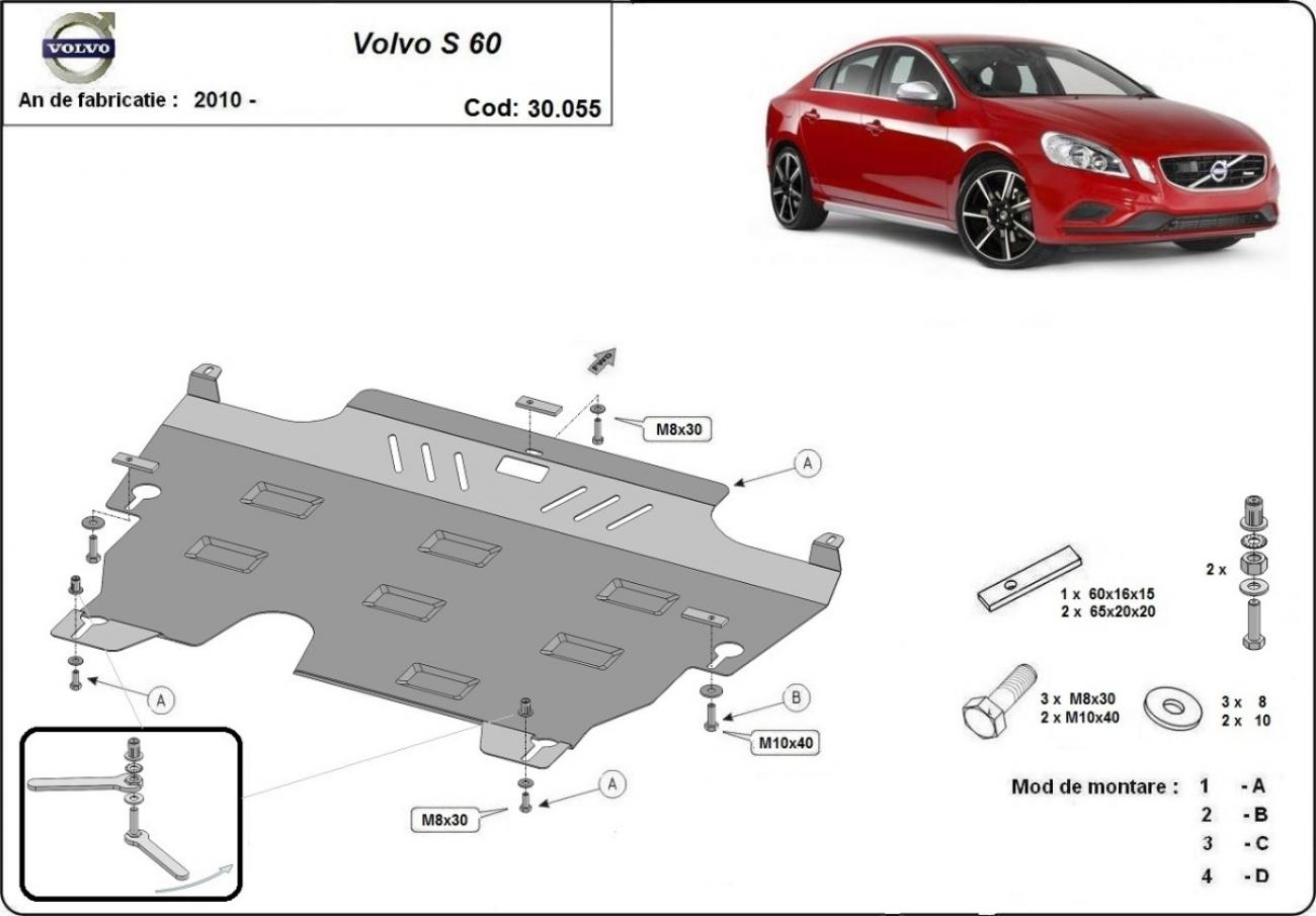Engine and gearbox skid plate Volvo S60