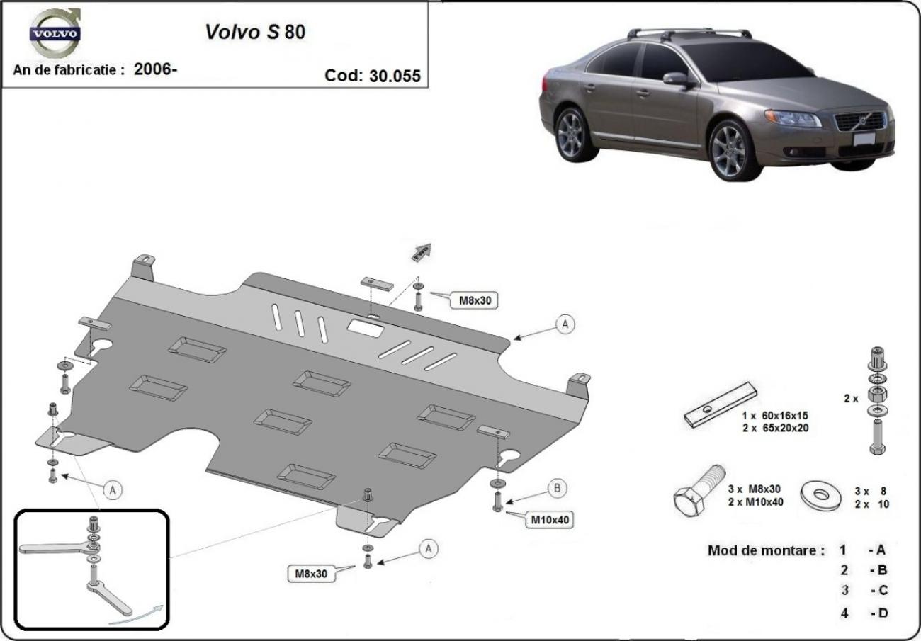 Engine and gearbox skid plate Volvo S80