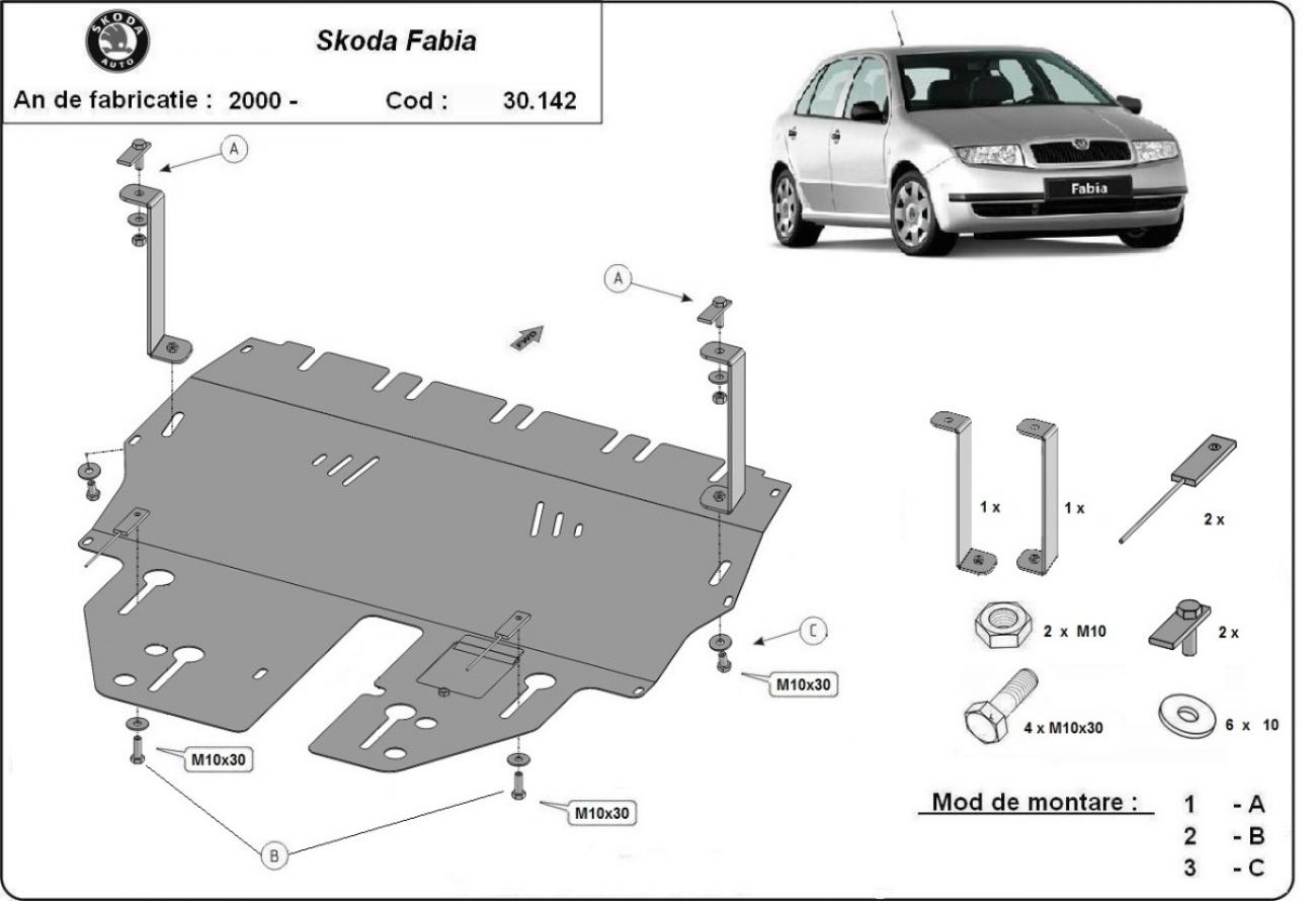 Engine skid plate Skoda Fabia 1 - Petrol - 2