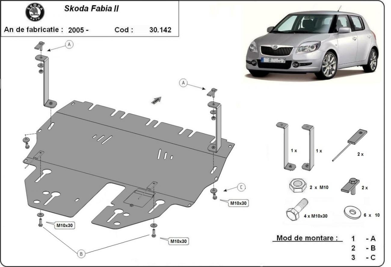 Engine skid plate Skoda Fabia 2 - Petrol - 2