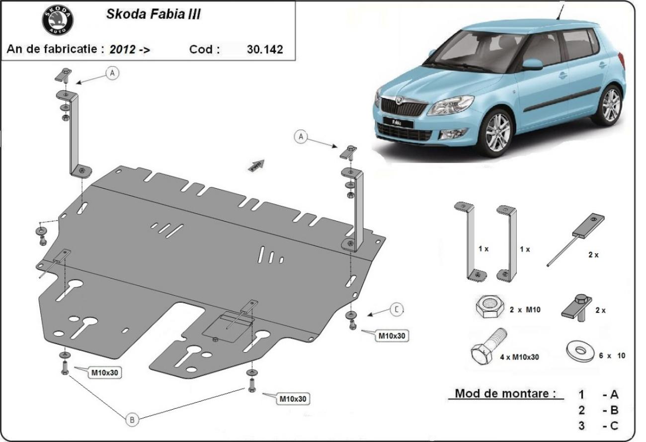 Engine skid plate Skoda Fabia 3 - Petrol - 2