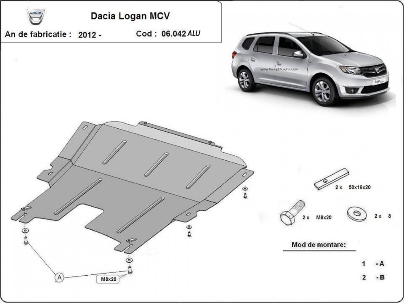 Aluminum engine skid plate Dacia Logan MCV - 2