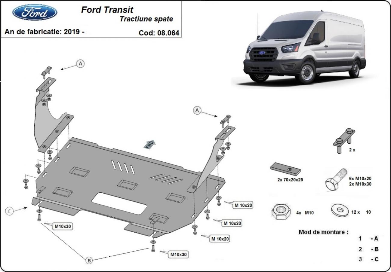 Engine and gearbox skid plate Ford Transit - rear-wheel drive - 2