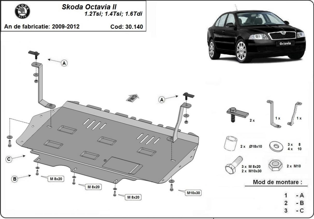 Engine skid plate Skoda Octavia 2 - 2