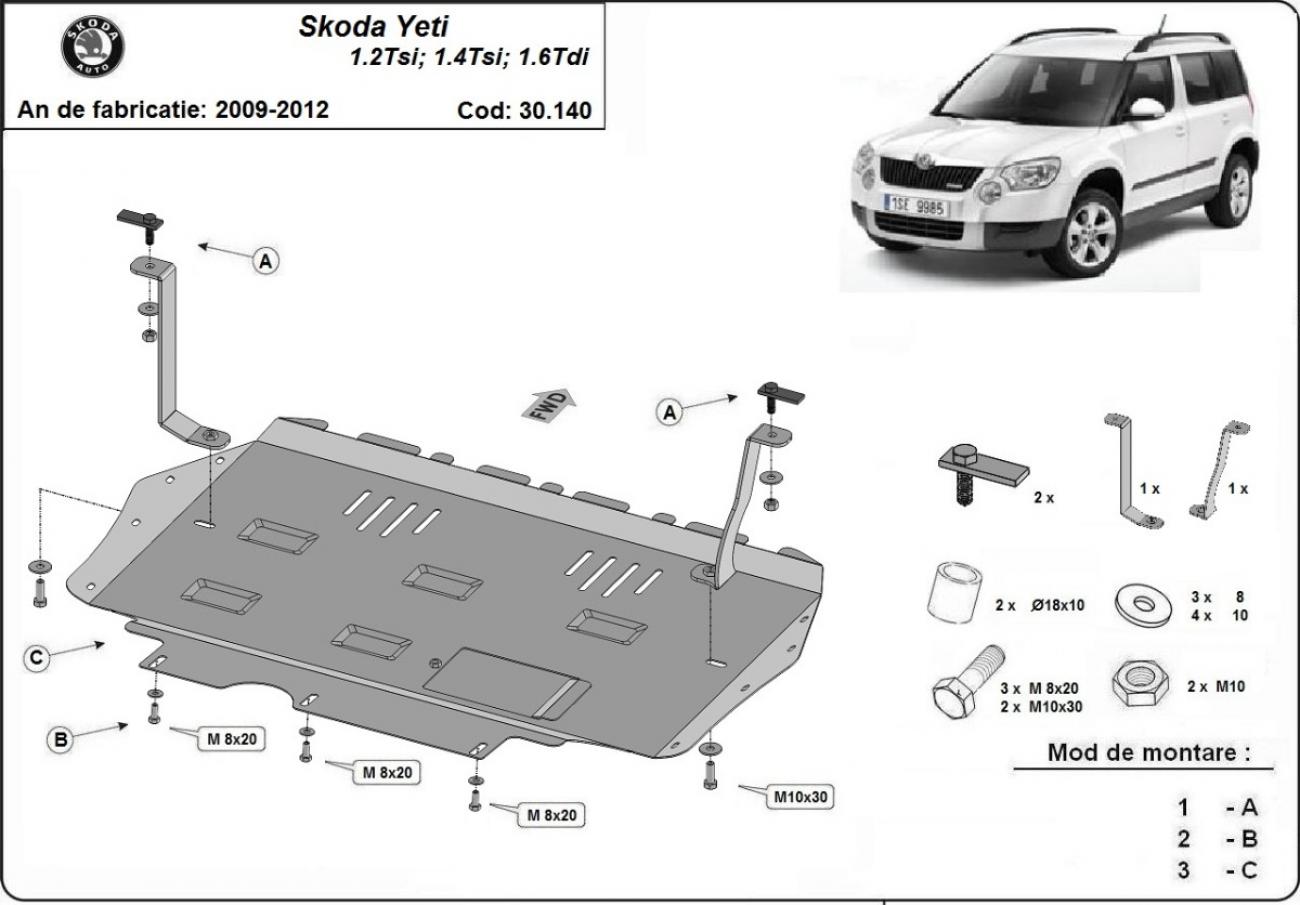 Engine and gearbox skid plate Skoda Yeti - 2