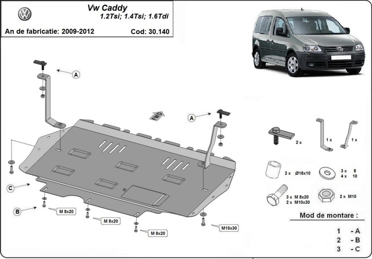 Engine skid plate Metalic Volkswagen Caddy - 2