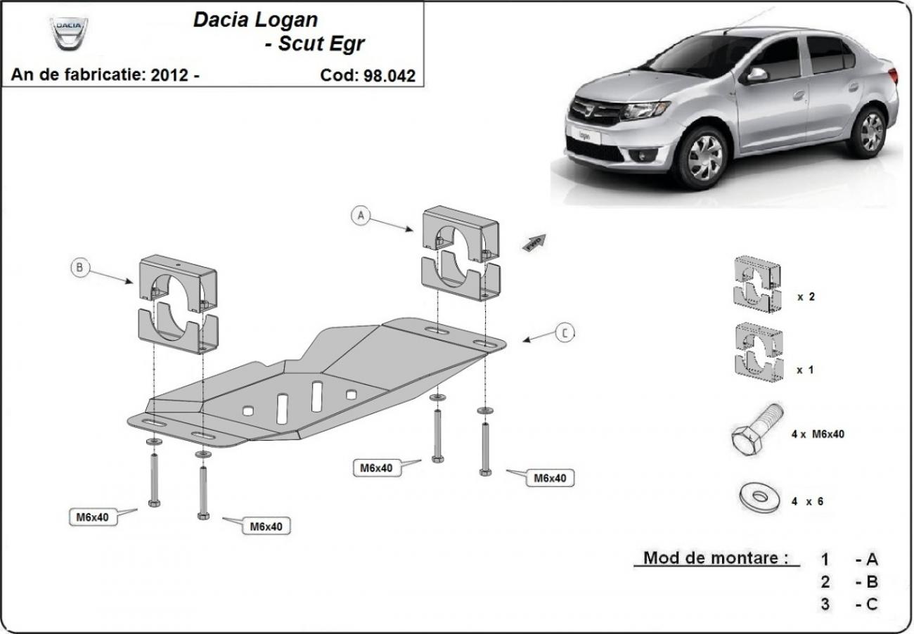 Stop&GO system, EGR skid plate Dacia Logan 2 - 2