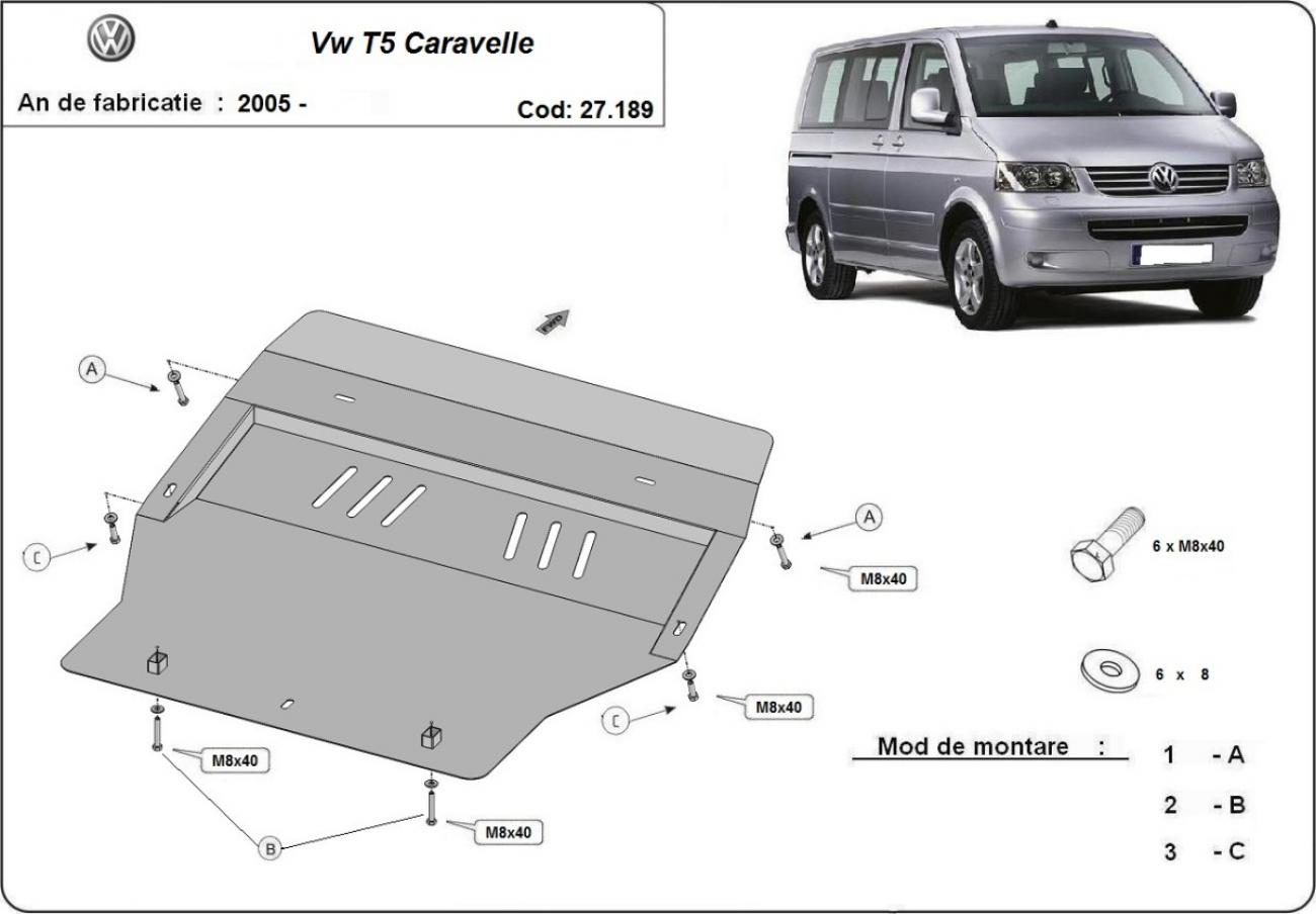 Engine skid plate Volkswagen Caravelle T5, T6 - 3