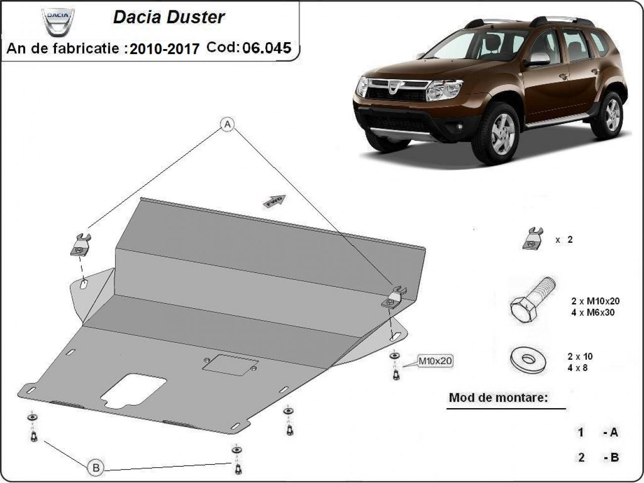 Engine skid plate Dacia Duster - 2,5 mm - 2
