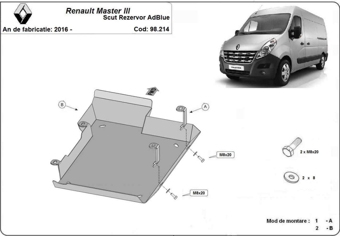 AdBlue tank skid plate Renault Master 3 - Model 2 - 2