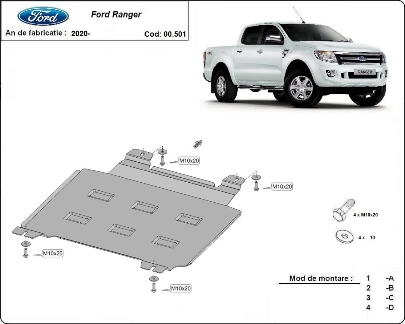 Gearbox skid plate for Ford Ranger - 2
