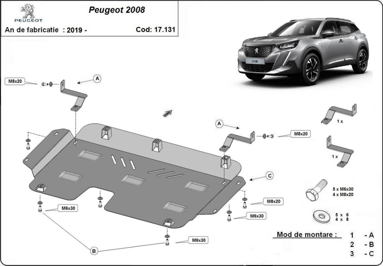 Engine skid plate Peugeot 2008 - 2