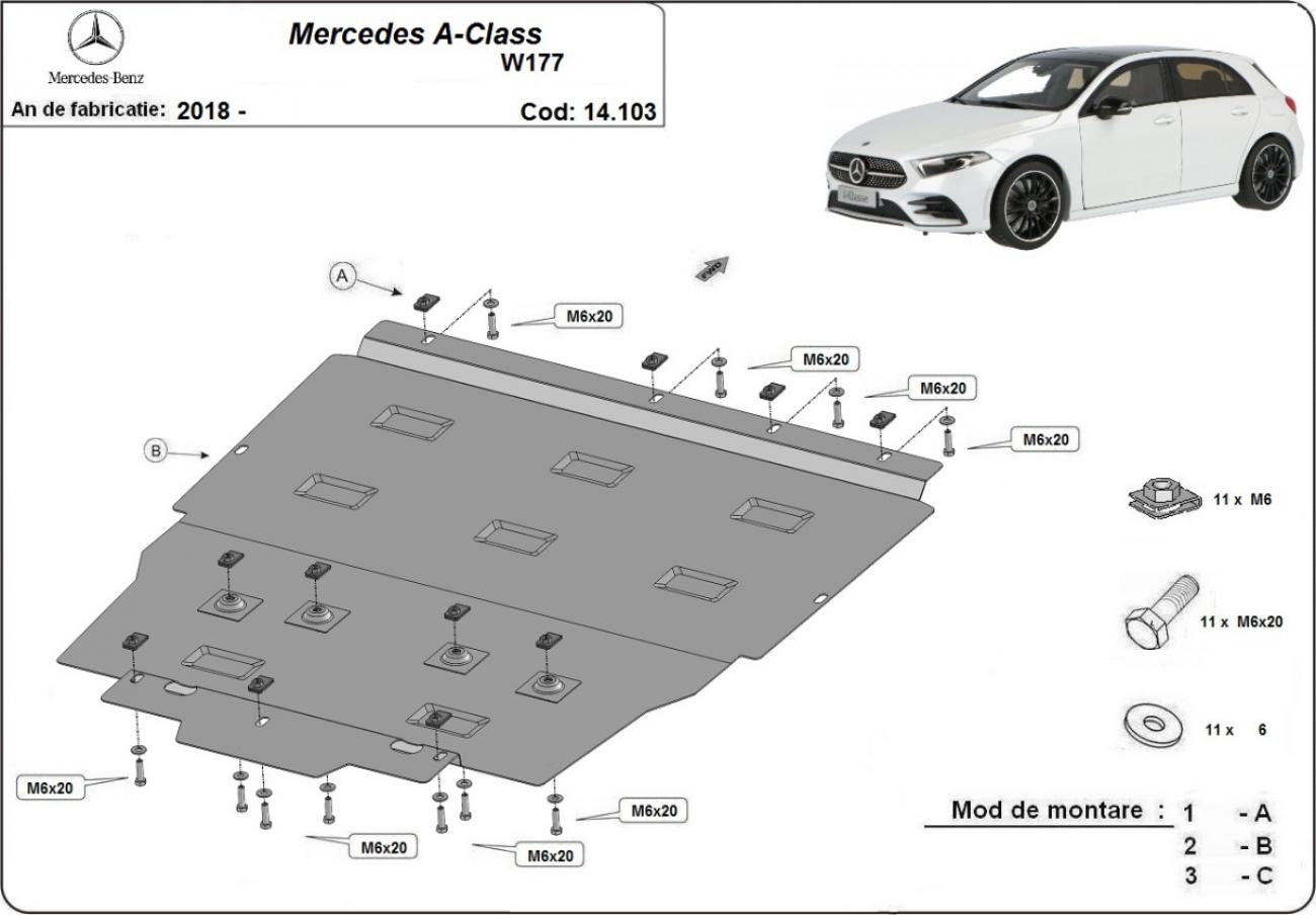 Engine skid plate Mercedes A-Class W177 - 2