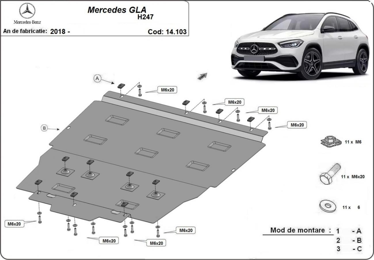 Engine skid plate Mercedes GLA H247 - 2