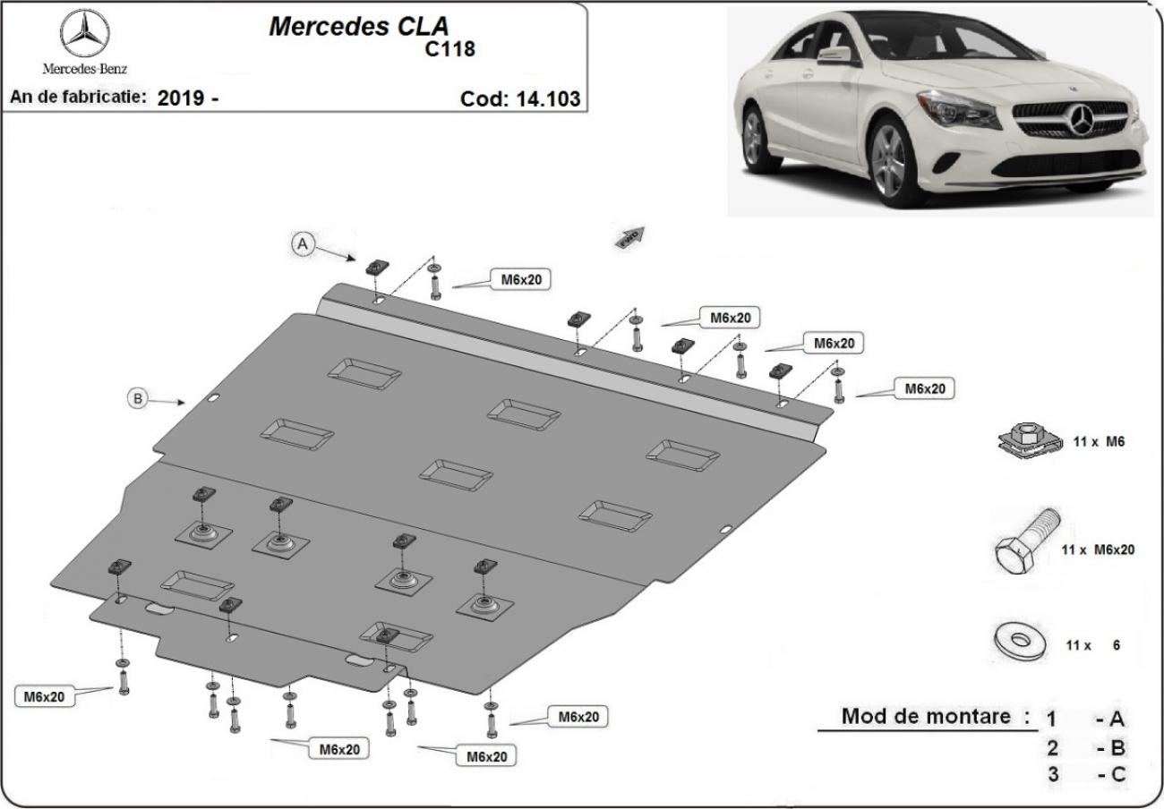 Engine skid plate Mercedes CLA C118 - 2