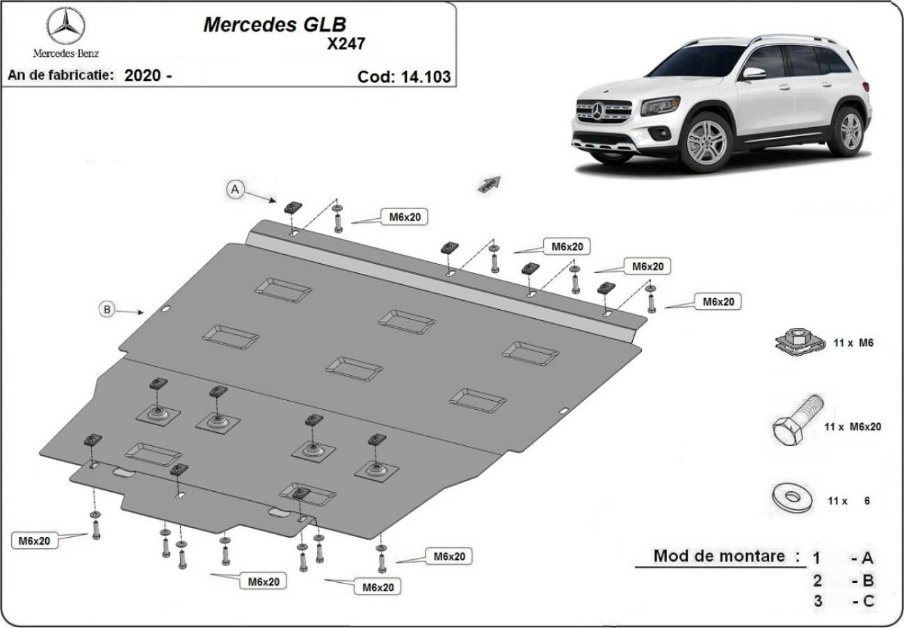 Engine skid plate Mercedes GLB X247 - 2