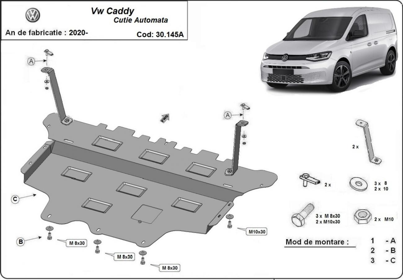 Engine skid plate VW Caddy - automatic gearbox - 2