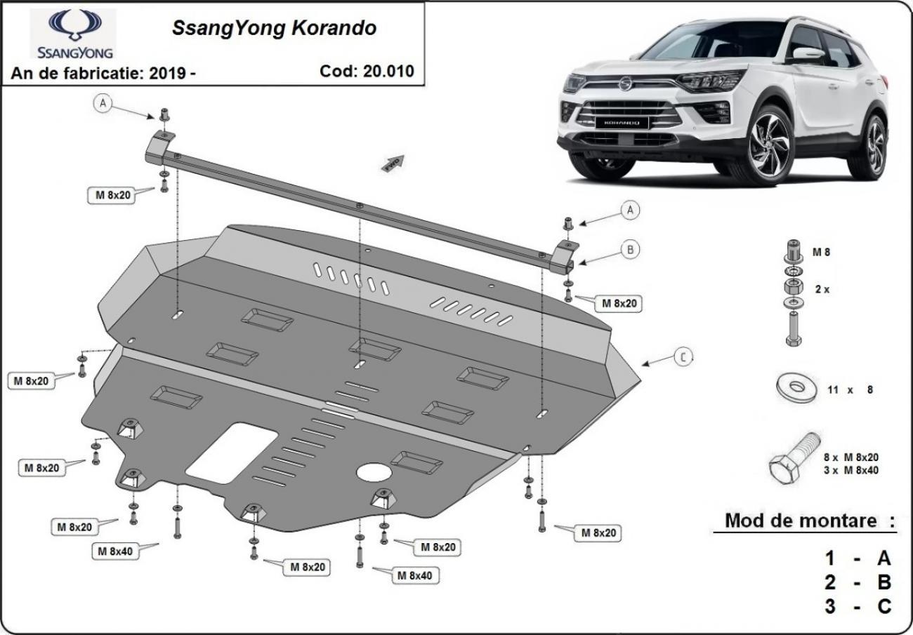 Engine skid plate metalic SsangYong Korando - 2