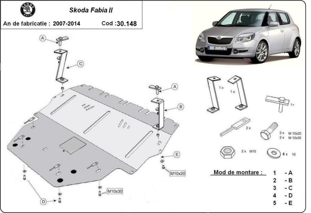 Engine skid plate Skoda Fabia 2 - Diesel - 2