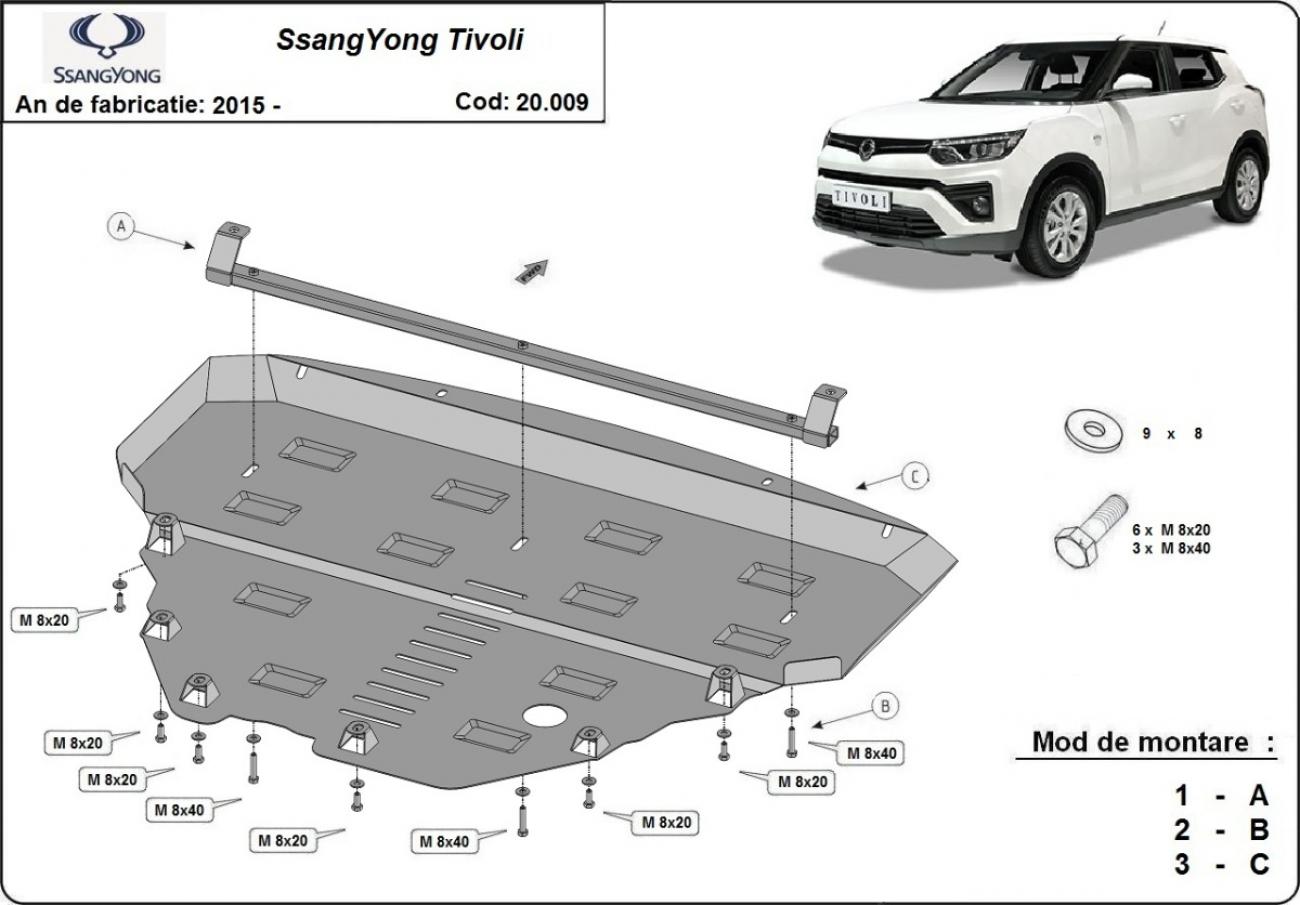 Engine skid plate metalic SsangYong Tivoli - 2