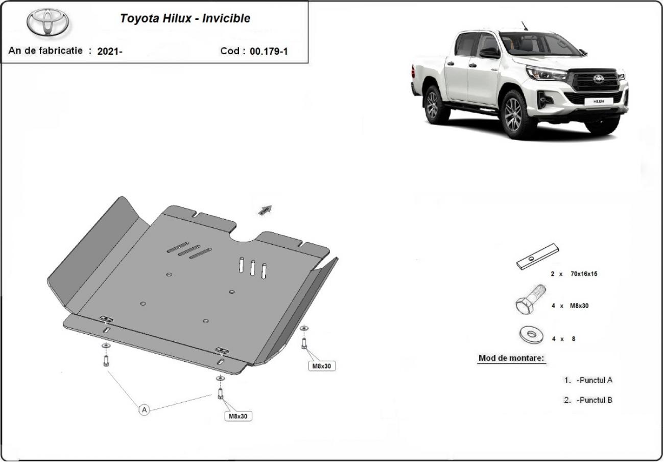 Aluminum gearbox skid plate for Toyota Hilux Invincible - 2