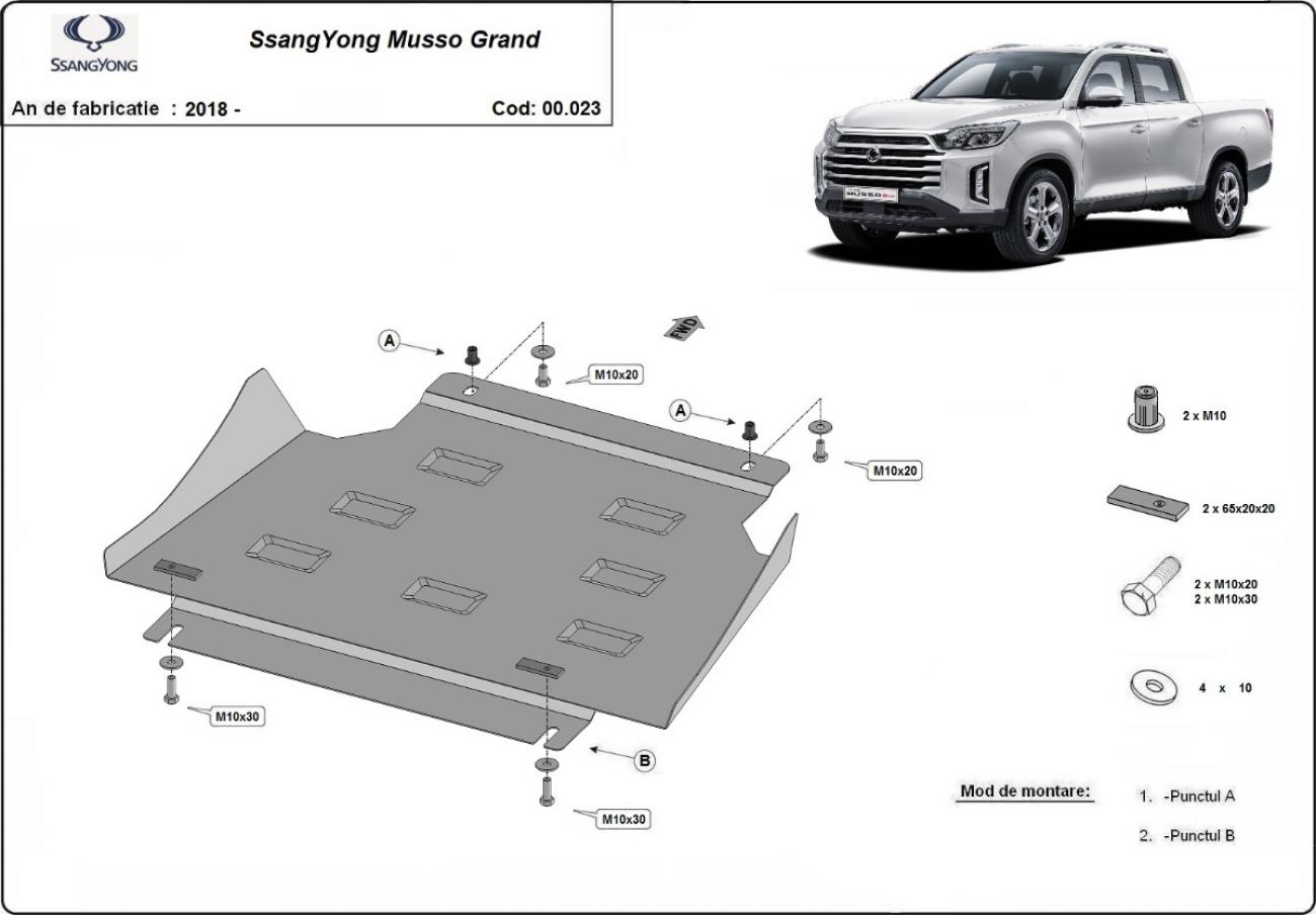Gearbox skid plate for Ssangyong Musso Grand - 2